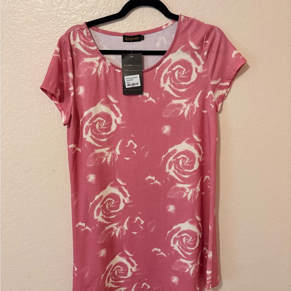 Reborn Pink Rose-Print Midi Dress